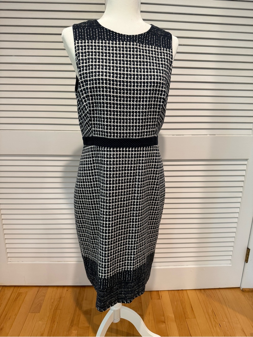 J. Crew Cotton Navy and White Sheath - sz 12